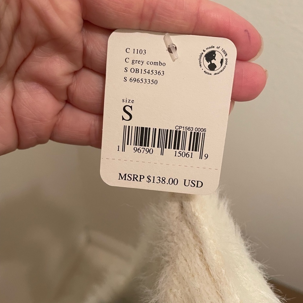 NWT Womens Free People Serendipity Faux Fur Sweater Size Small White Cream Color - Picture 11 of 15